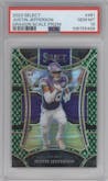Justin Jefferson from the 2023 Panini Select set featuring a Dragon Scale parallel graded by PSA and given an overall grade of 10.
