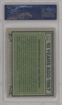 Carl Yastrzemski from the 1977 Topps set graded by PSA and given an overall grade of 9.