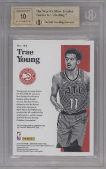 Trae Young from the 2018-19 Panini Encased set graded by Beckett and given an overall grade of 9.5.