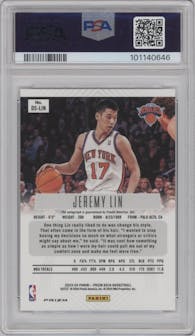 Jeremy Lin from the 2023-24 Panini Prizm Deca set featuring a Silver parallel graded by PSA and given an overall grade of 10.