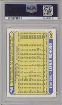 George Brett from the 1987 Topps set featuring a Tiffany parallel graded by PSA and given an overall grade of 9.