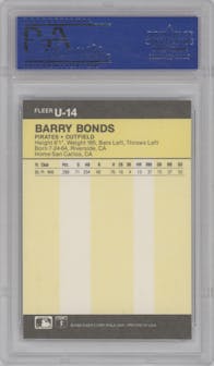 Barry Bonds from the 1986 Fleer Update set graded by PSA and given an overall grade of 9.