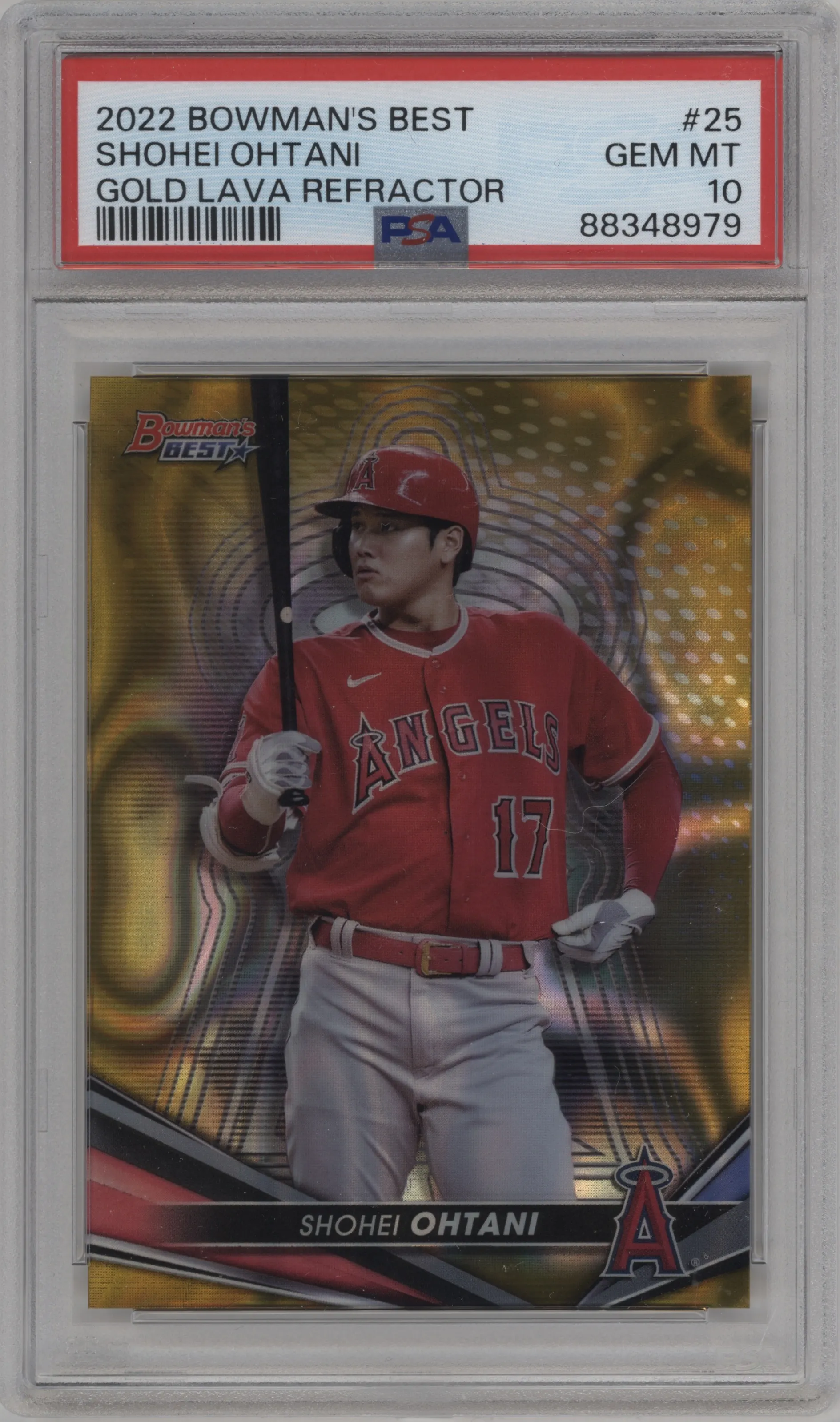 2022 Bowman’s Best Shohei Ohtani Gold Lava Refractor #25 PSA 10