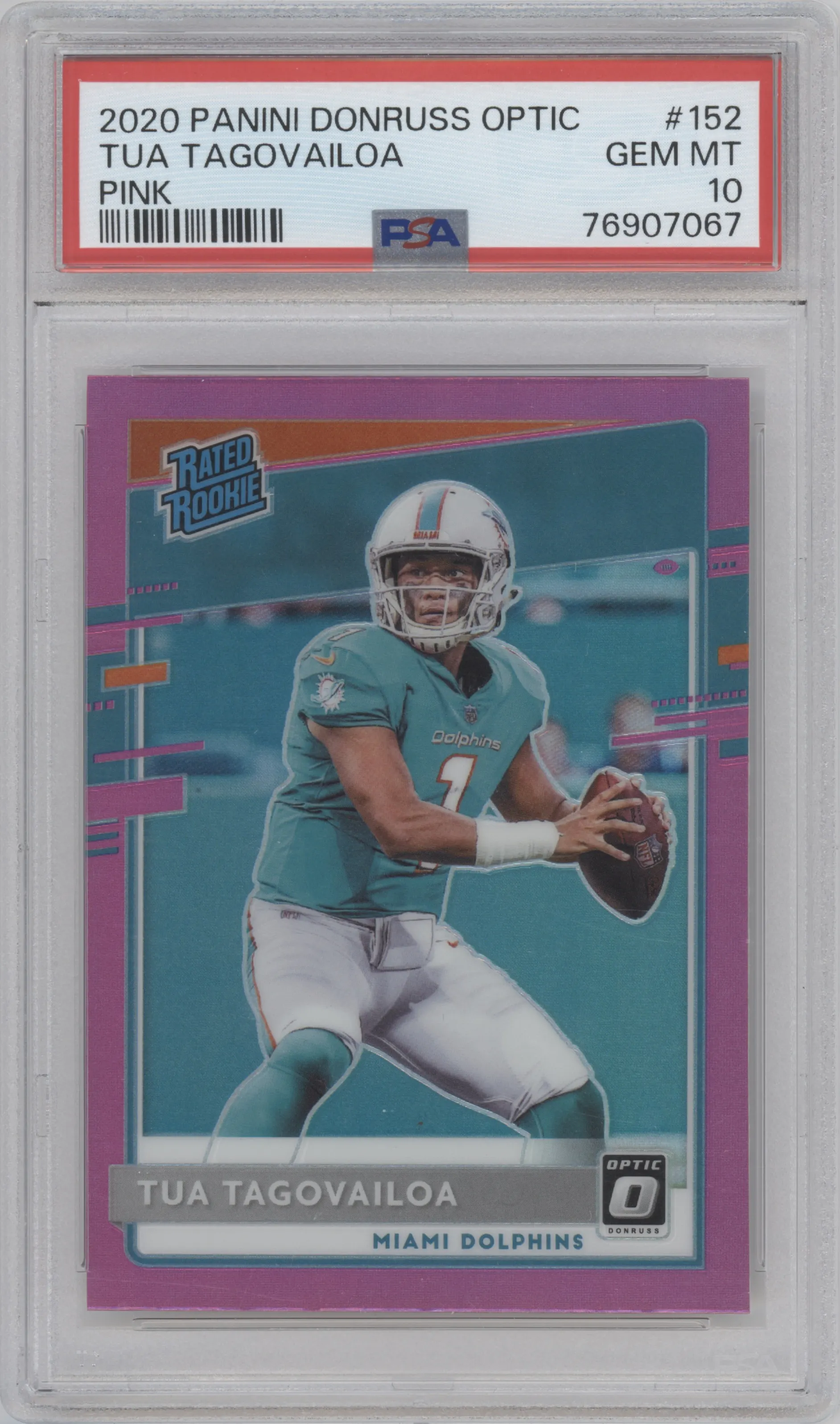 2020 Panini Donruss Optic Rated Rookie Tua Tagovailoa Pink PSA 10