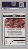 Hakeem Olajuwon from the 2022-23 Panini Flux set featuring a Red parallel graded by PSA and given an overall grade of 10.