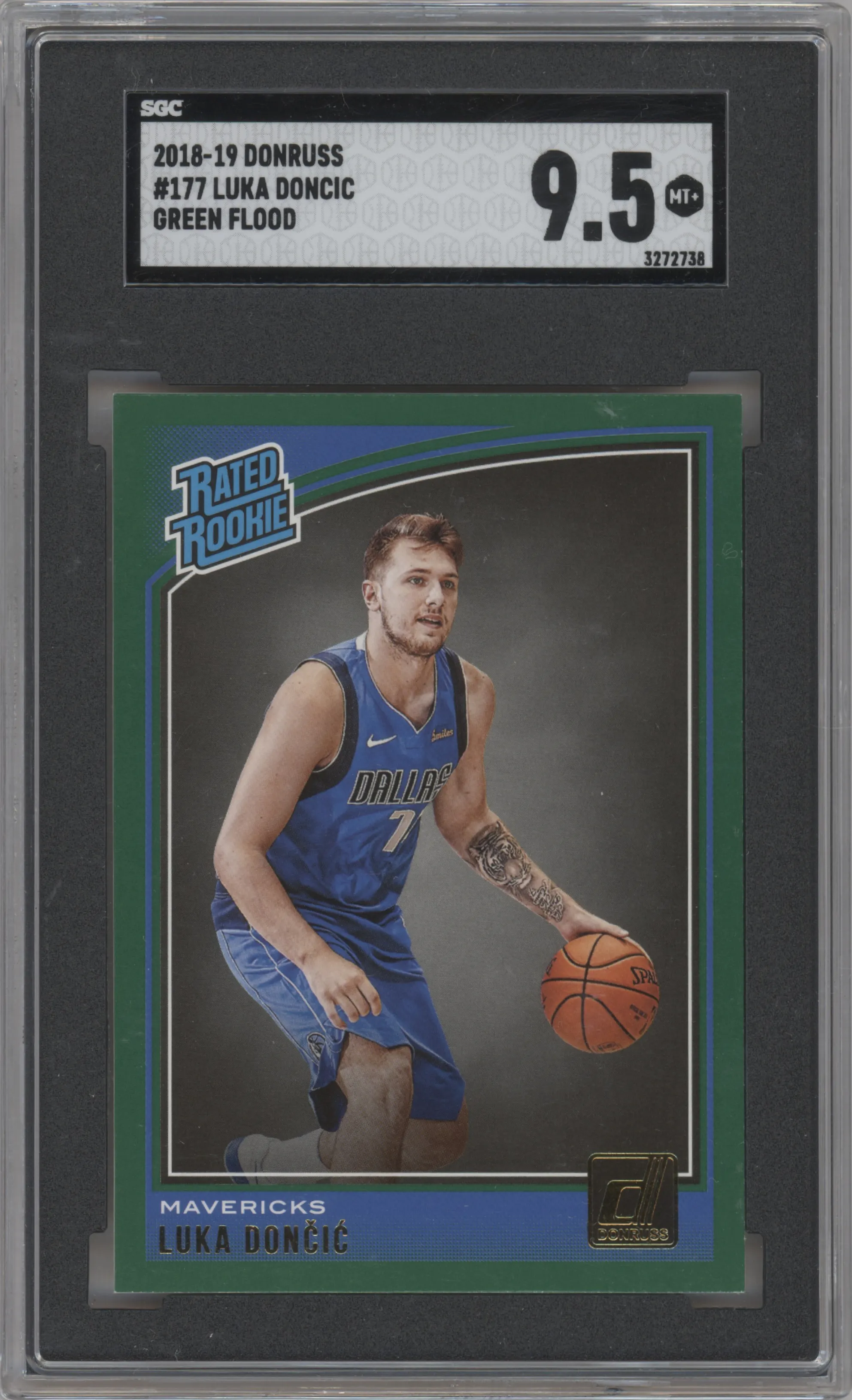 2018 Panini Donruss Rated Rookie Luka Doncic Green Flood #177 SGC 9.5