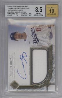 Shohei Ohtani from the 2024 Topps Transcendent Collection set graded by Beckett and given an overall grade of 8.5.