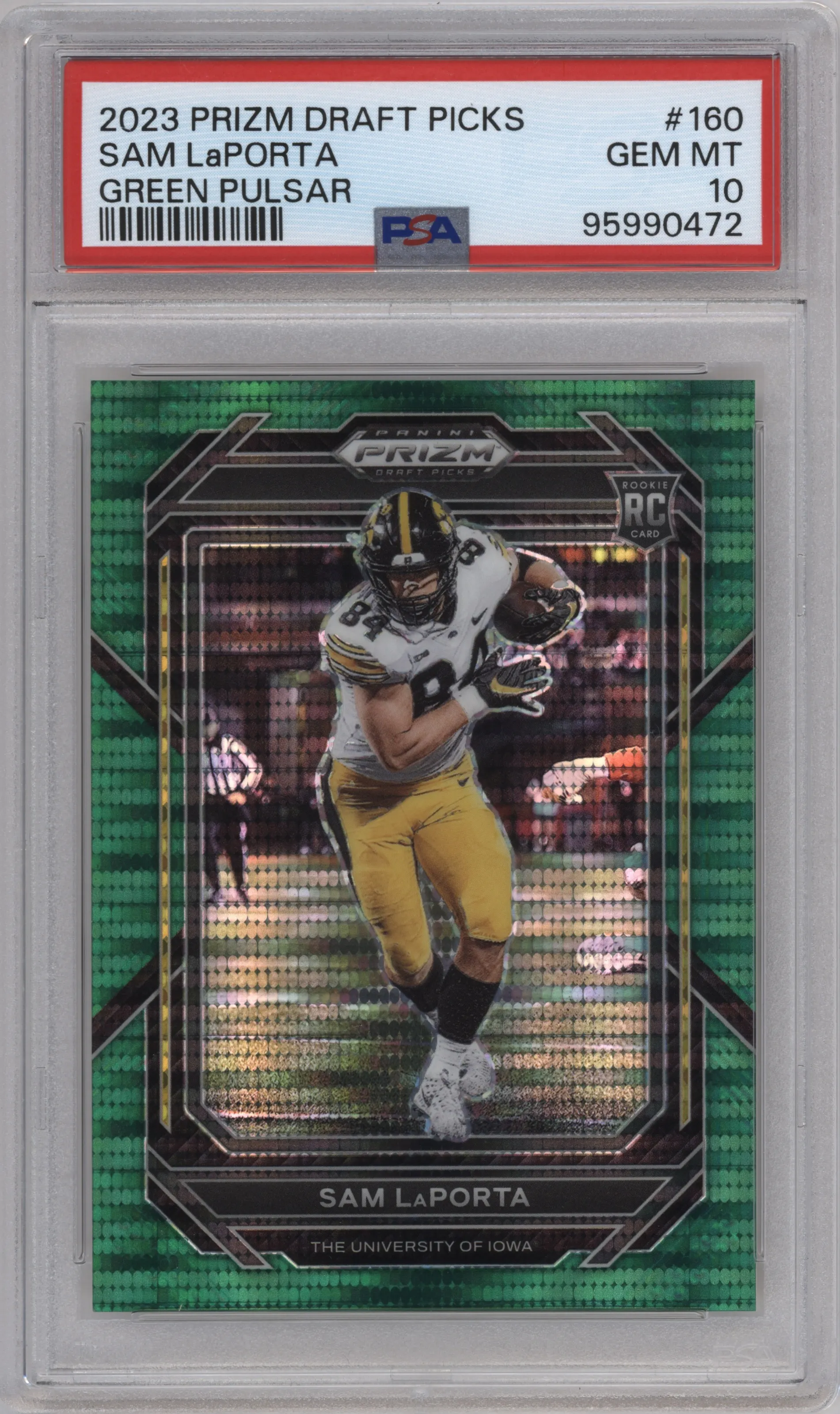 2023 Panini Prizm Draft Picks Sam LaPorta Green Pulsar #160 PSA 10