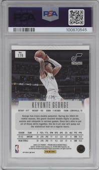 Keyonte George from the 2023-24 Panini Prizm Deca set featuring a Mojo parallel graded by PSA and given an overall grade of 9.