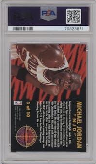 Michael Jordan from the 1993-94 Fleer set graded by PSA and given an overall grade of 10.
