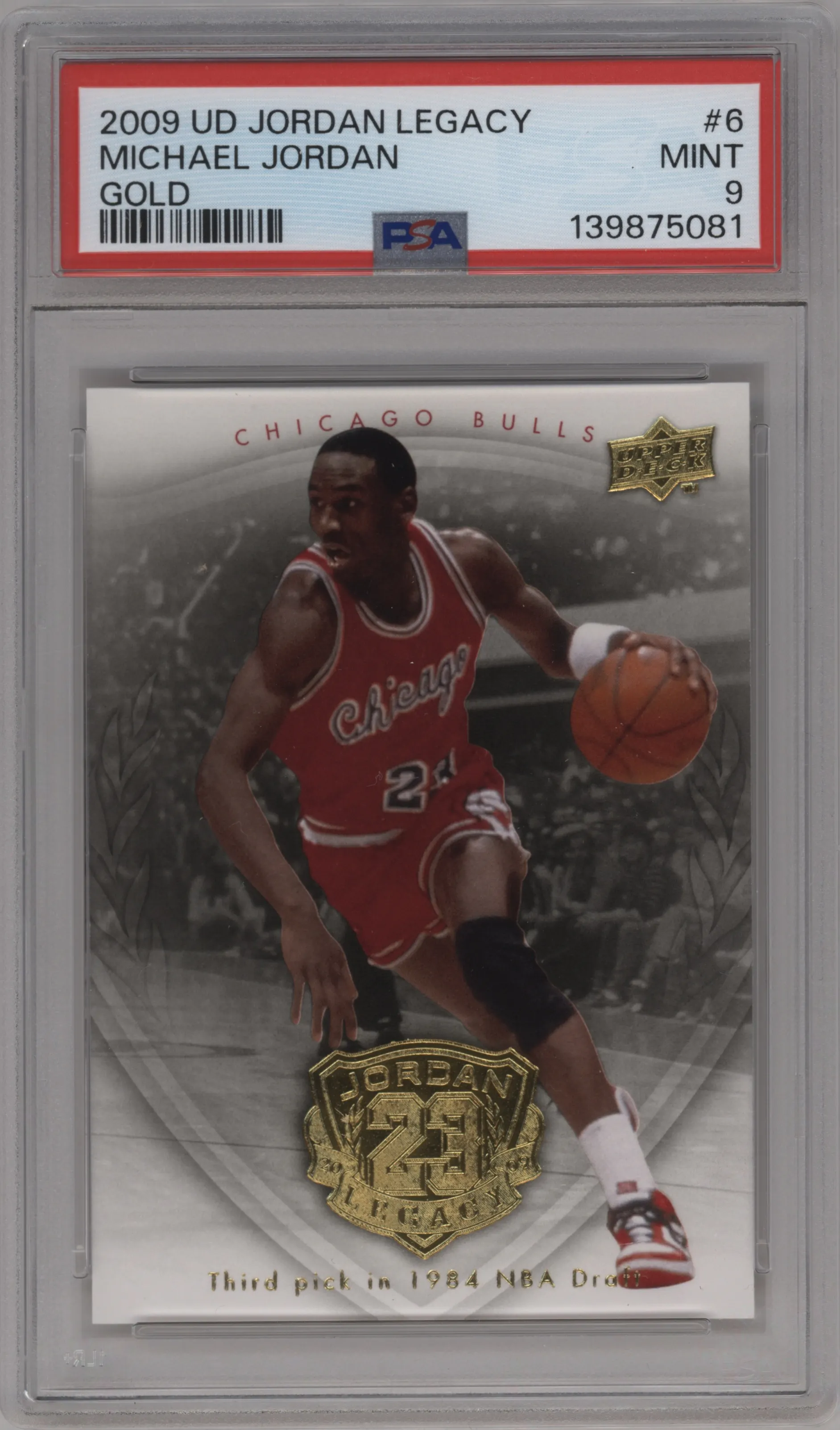 2009 Upper Deck Michael Jordan Legacy Collection Hall of Fame Edition Michael Jordan Gold PSA 9