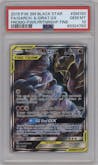 Garchomp & Giratina GX  from the 2019 Pokemon S&M  set featuring a Power Partnership Tins parallel graded by PSA and given an overall grade of 10.
