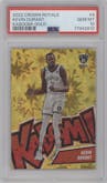 Kevin Durant from the 2022-23 Panini Crown Royale set featuring a Gold parallel graded by PSA and given an overall grade of 10.