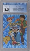 Checklist from the 1999 Pokemon set featuring a Rainbow Foil parallel graded by CSG and given an overall grade of 8.5.