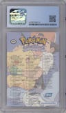 Checklist from the 1999 Pokemon set featuring a Rainbow Foil parallel graded by CSG and given an overall grade of 8.5.