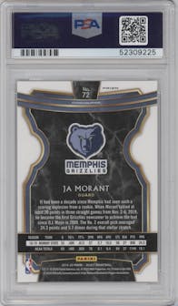 Ja Morant from the 2019-20 Panini Select set featuring a Silver Prizm parallel graded by PSA and given an overall grade of 10.