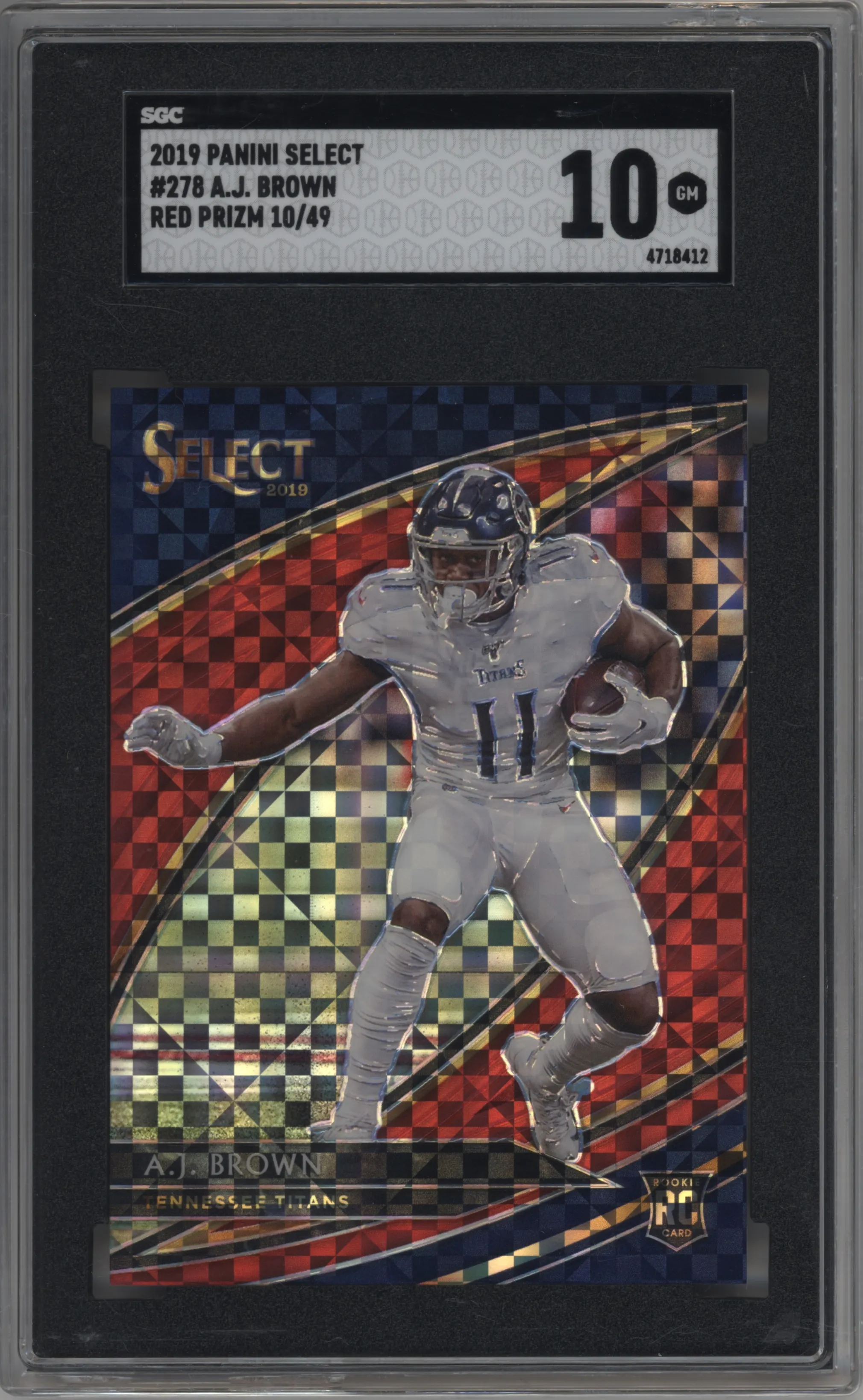 2019 Panini Select Field Lvl. A.J. Brown Red Prizm SGC 10