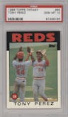 Tony Perez from the 1986 Topps set featuring a Tiffany parallel graded by PSA and given an overall grade of 10.