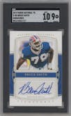 Bruce Smith from the 2019 Panini National Treasures set featuring a Holo Gold parallel graded by SGC and given an overall grade of 9.