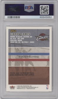 LeBron James from the 2003-04 Fleer Tradition set graded by PSA and given an overall grade of 10.