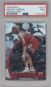 Michael Jordan from the 1998-99 Topps Finest set graded by PSA and given an overall grade of 9.