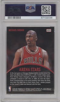 Michael Jordan from the 1998-99 Topps Finest set graded by PSA and given an overall grade of 9.