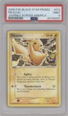 Pikachu from the 2006 Pokemon set featuring a 10th Anniversary Journey Across America parallel graded by PSA and given an overall grade of 9.