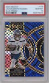 Jaxon Smith-Njigba from the 2023 Panini Select set featuring a Blue Prizm parallel graded by PSA and given an overall grade of 10.