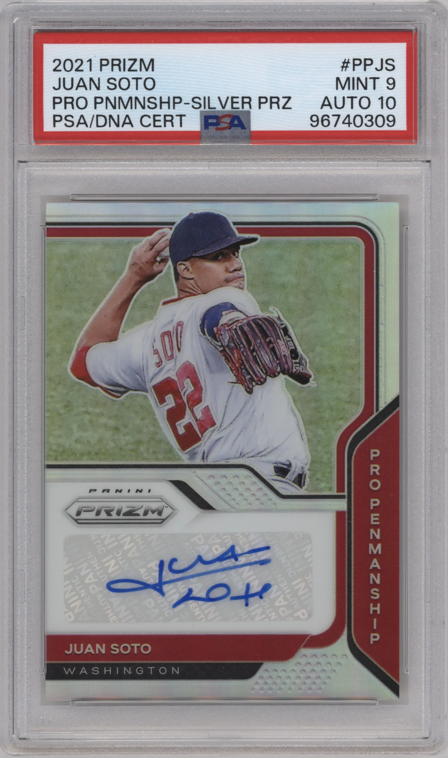 2021 Panini Prizm Pro.Pen. Juan Soto Silver #PP-JS PSA 9