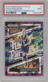 Paige Bueckers  from the 2024 Panini Prizm Draft Picks set featuring a Purple Ice parallel graded by PSA and given an overall grade of 9.