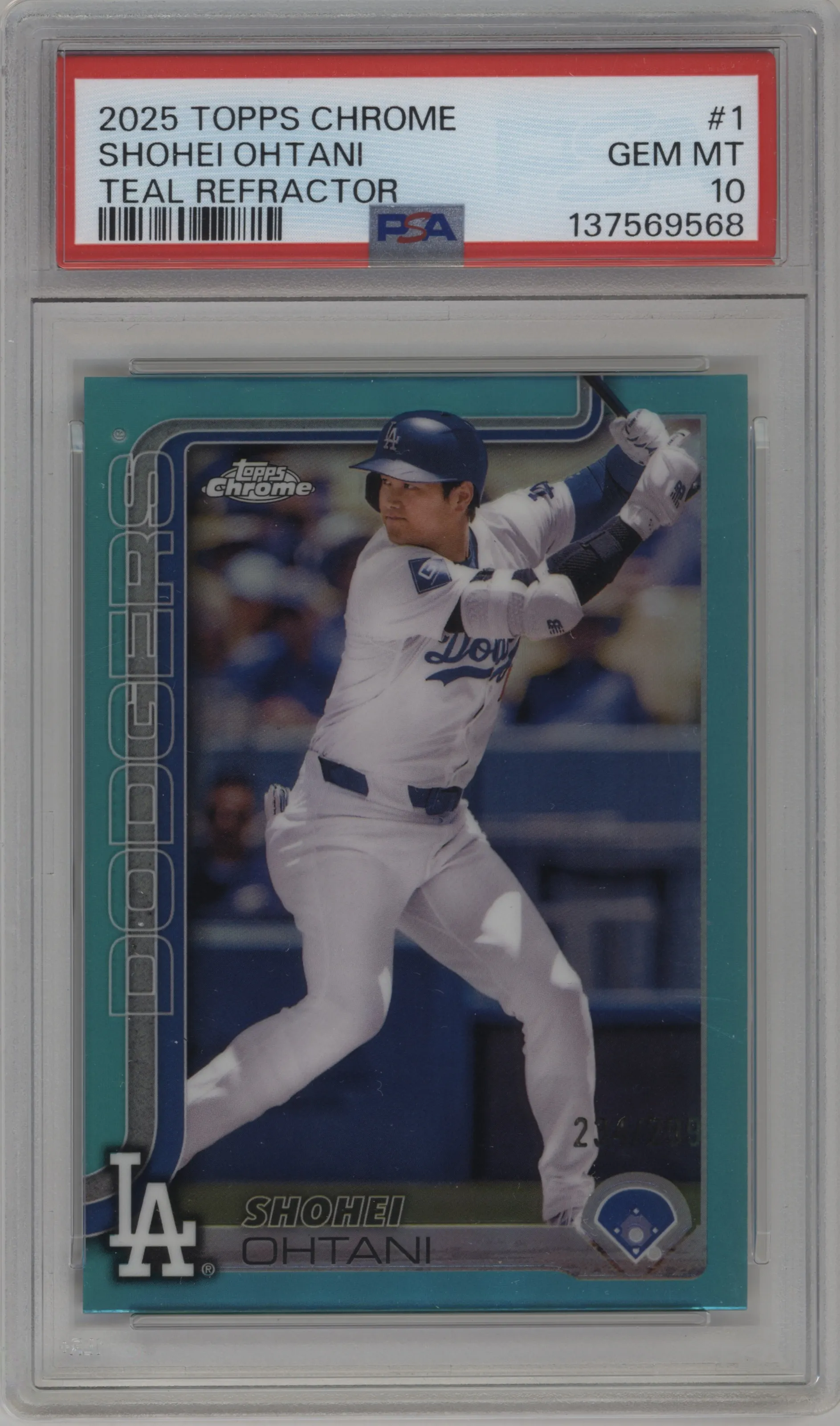 2025 Topps Chrome Shohei Ohtani Teal Refractor #1 PSA 10