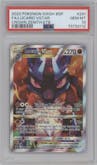 Lucario VStar from the 2023 Pokemon SWSH set featuring a Crown Zenith ETB parallel graded by PSA and given an overall grade of 10.