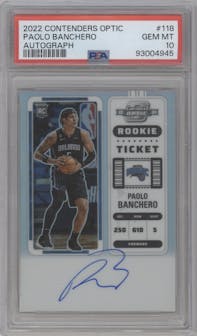 Paolo Banchero from the 2022-23 Panini Contenders Optic set graded by PSA and given an overall grade of 10.