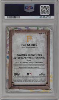 Paul Skenes from the 2024 Bowman's Best set graded by PSA and given an overall grade of 10.