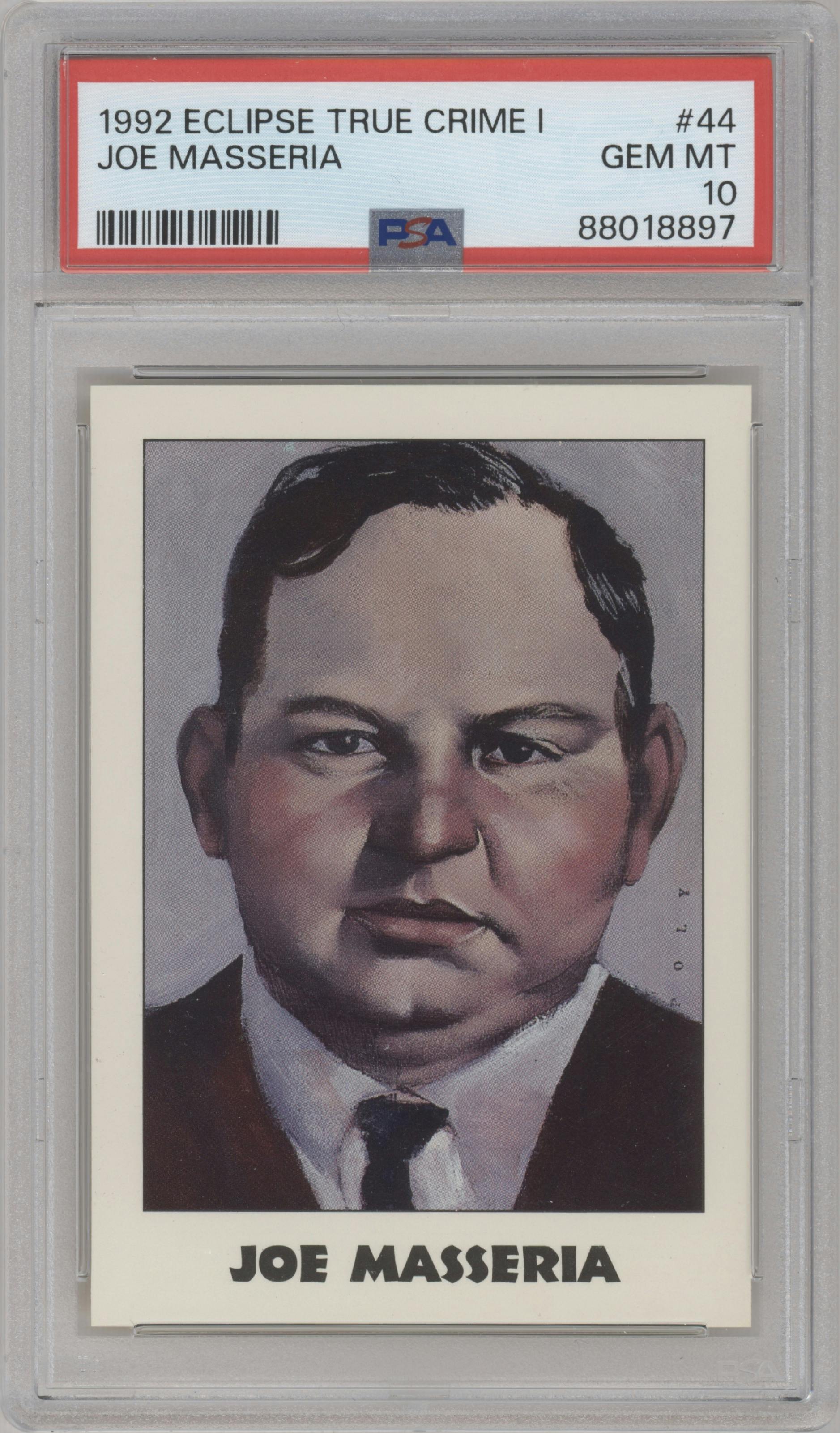Joe Masseria from the 1992 Eclipse True Crime set graded by PSA and given an overall grade of 10.