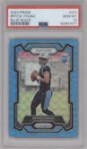 Bryce Young from the 2023 Panini Prizm set featuring a Blue Wave parallel graded by PSA and given an overall grade of 10.