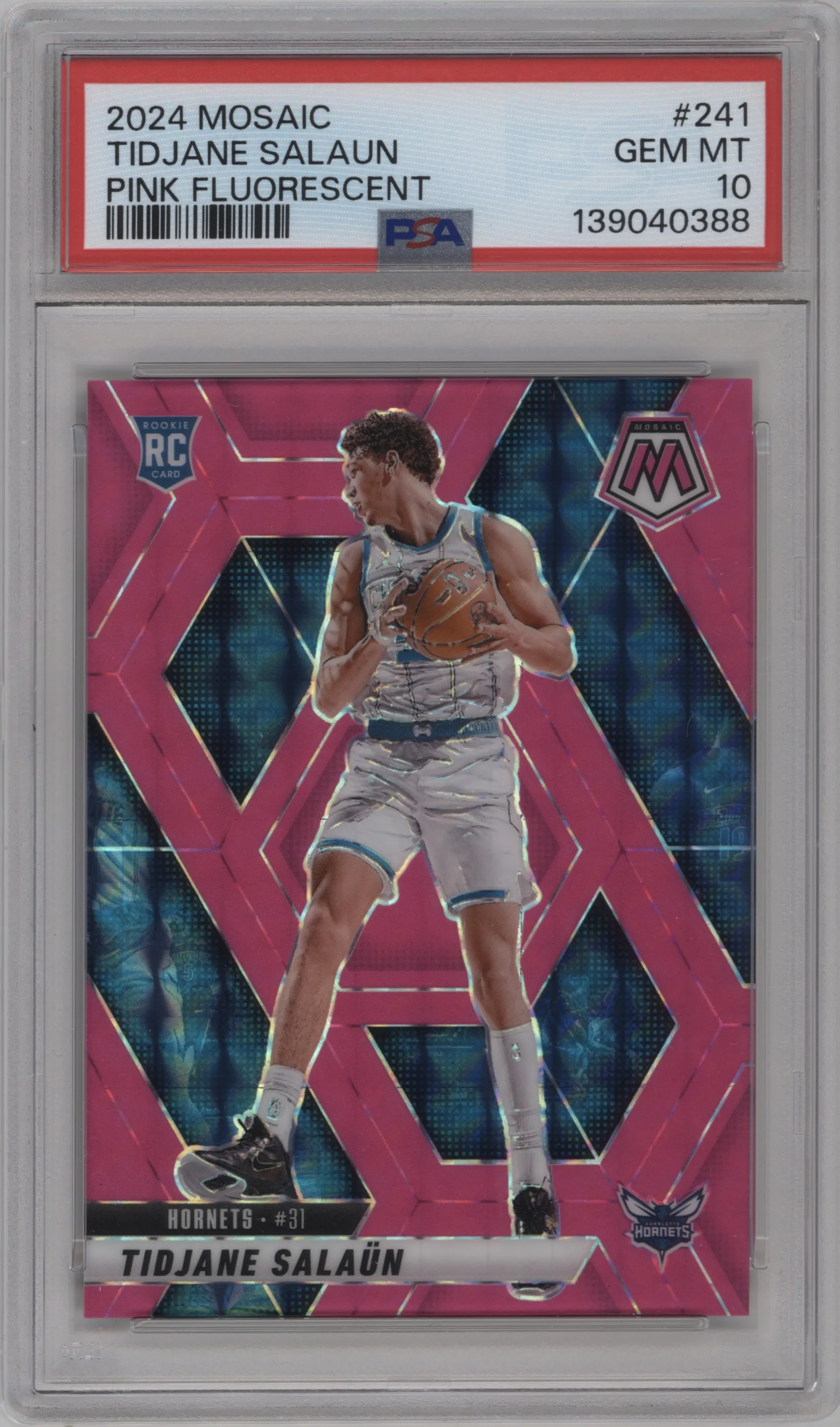 2024 Panini Mosaic Tidjane Salaun Pink Fluorescent #241 PSA 10