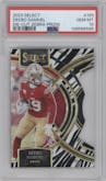 Deebo Samuel from the 2023 Panini Select set featuring a Die-Cut Zebra parallel graded by PSA and given an overall grade of 10.