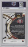 Deebo Samuel from the 2023 Panini Select set featuring a Die-Cut Zebra parallel graded by PSA and given an overall grade of 10.