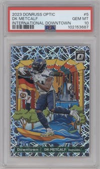 DK Metcalf from the 2023 Donruss Optic set graded by PSA and given an overall grade of 10.