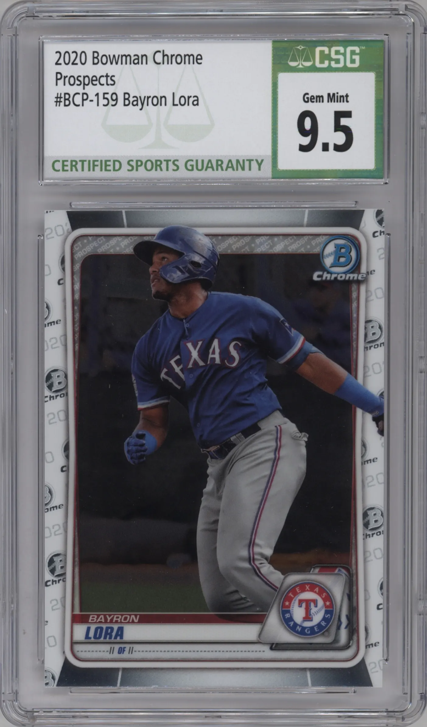 2020 Bowman Chrome Prospects Bayron Lora CGC 9.5