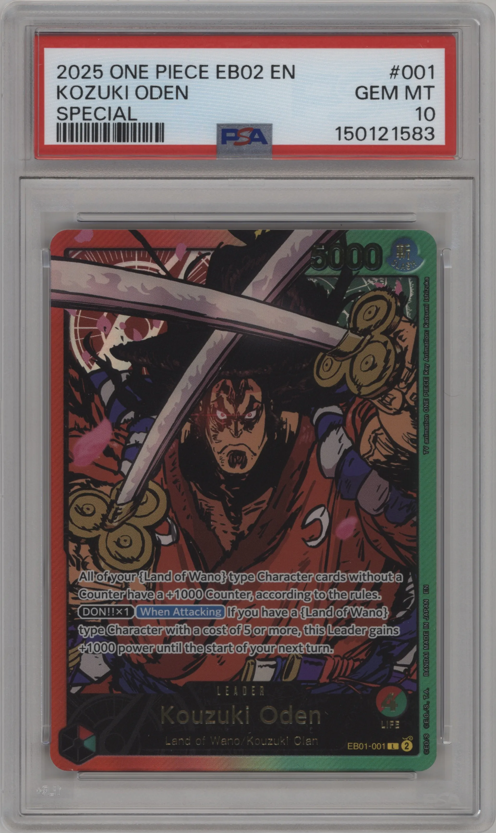 2025 One Piece Anime 25th Collection Kouzuki Oden Special L #EB01-001 L PSA 10