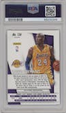 Kobe Bryant from the 2014-15 Panini Prizm set featuring a Red/White/Blue Pulsar parallel graded by PSA and given an overall grade of 9.
