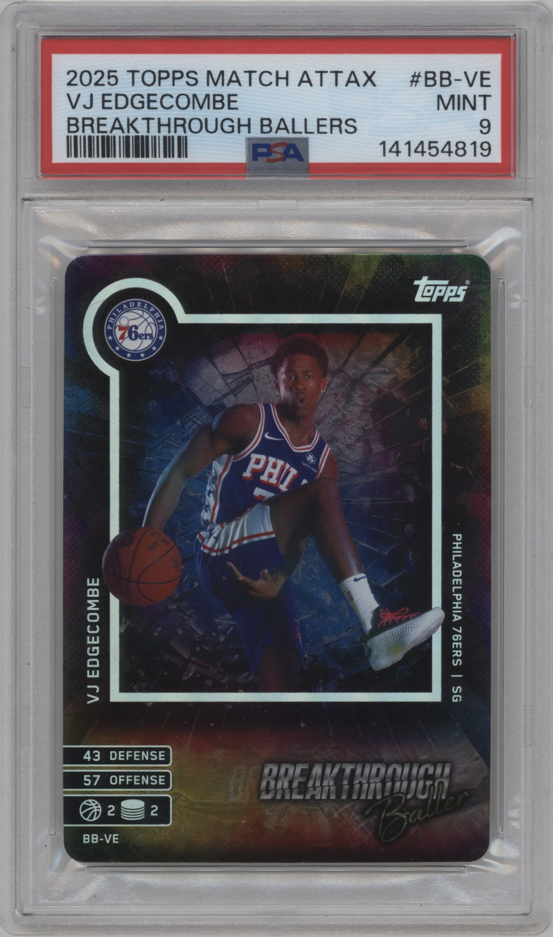2025 Topps Match Attax Breakthrough Baller VJ Edgecombe PSA 9