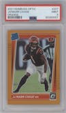 Ja'Marr Chase from the 2021 Panini Donruss Optic set featuring a Orange parallel graded by PSA and given an overall grade of 9.
