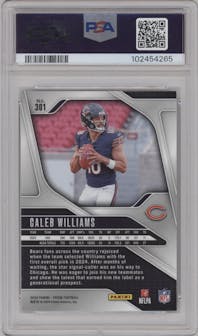 Caleb Williams from the 2024 Panini Prizm set graded by PSA and given an overall grade of 10.