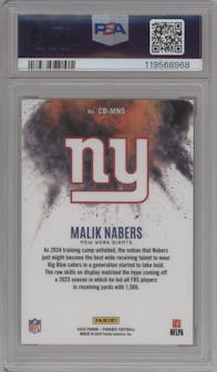Malik Nabers from the 2024 Panini Phoenix set graded by PSA and given an overall grade of 10.
