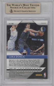 Luka Doncic from the 2018-19 Panini Prizm Mosaic set graded by Beckett and given an overall grade of 9.5.