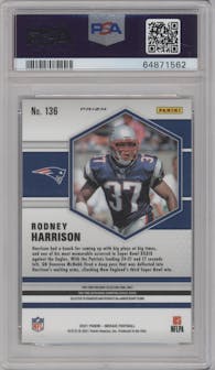 Rodney Harrison from the 2021 Panini Mosaic set featuring a Genesis parallel graded by PSA and given an overall grade of 9.