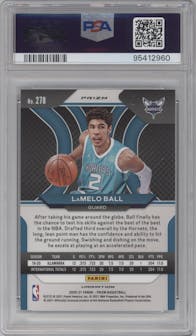 LaMelo Ball from the 2020-21 Panini Prizm set featuring a Fast Break parallel graded by PSA and given an overall grade of 10.